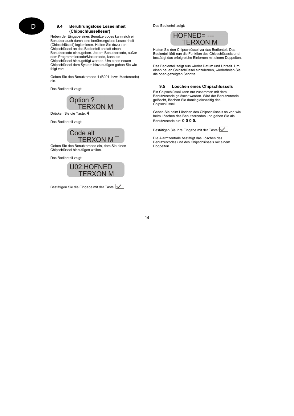 ABUS AZ4110 LCD Keypad for Terxon SX_MX Operating instructions User Manual | Page 14 / 82