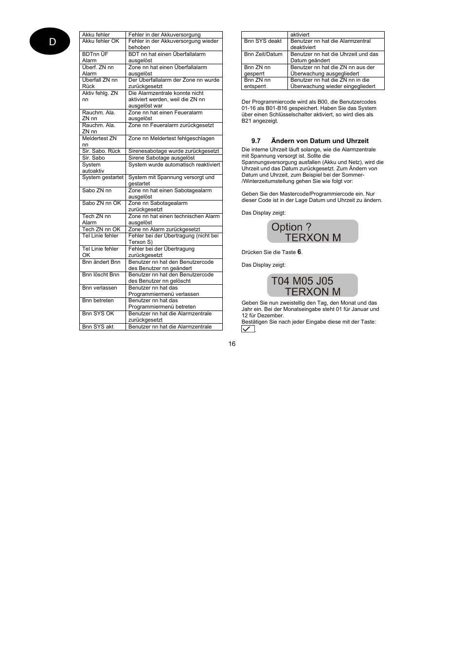 ABUS AZ4110 LCD Keypad for Terxon SX_MX Operating instructions User Manual | Page 16 / 82