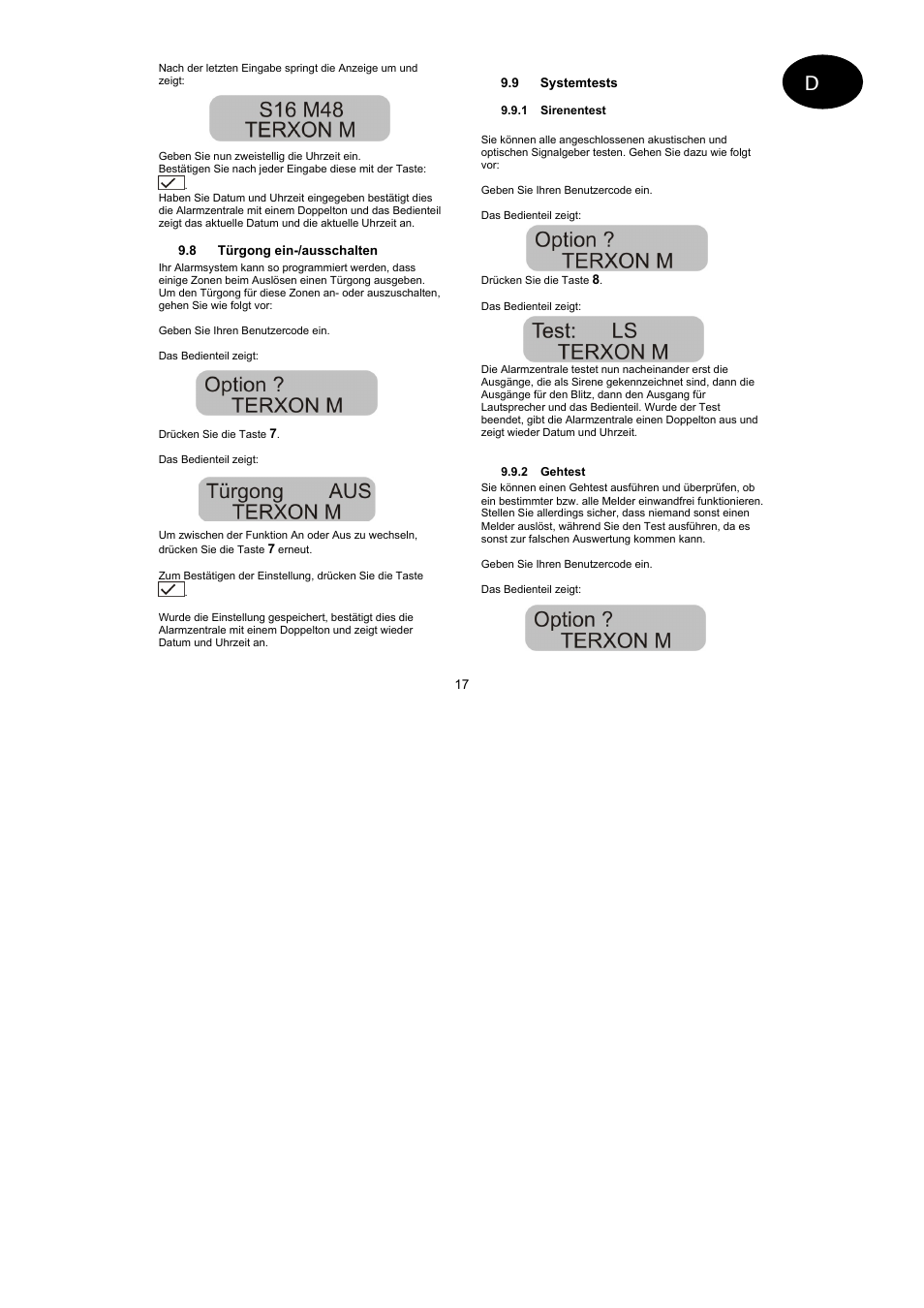 ABUS AZ4110 LCD Keypad for Terxon SX_MX Operating instructions User Manual | Page 17 / 82