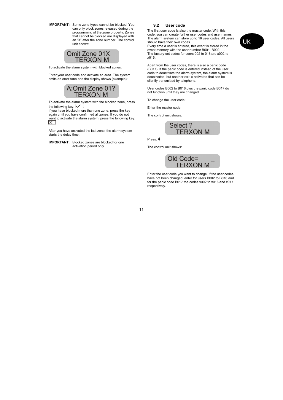 ABUS AZ4110 LCD Keypad for Terxon SX_MX Operating instructions User Manual | Page 33 / 82