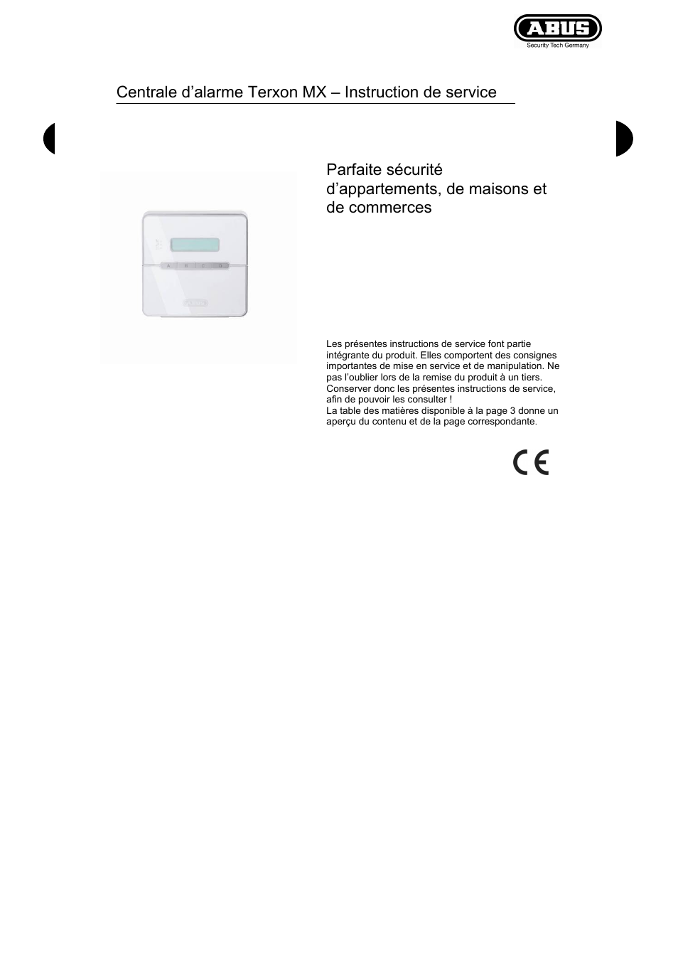 Bed_az4100_fr_ver3 | ABUS AZ4110 LCD Keypad for Terxon SX_MX Operating instructions User Manual | Page 43 / 82