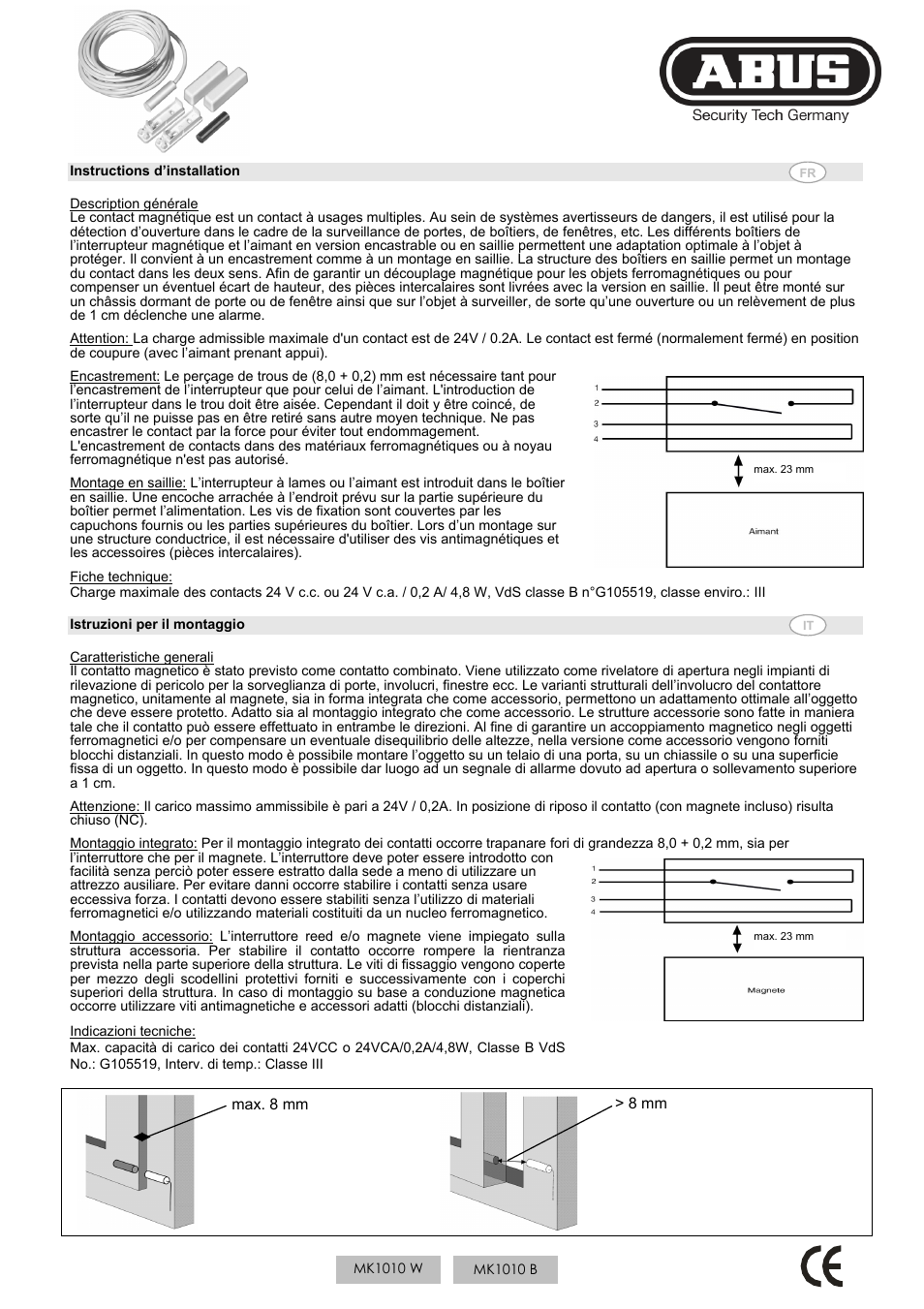 ABUS MK1010 Opening detector, 4 m, 4-core User Manual | Page 2 / 4