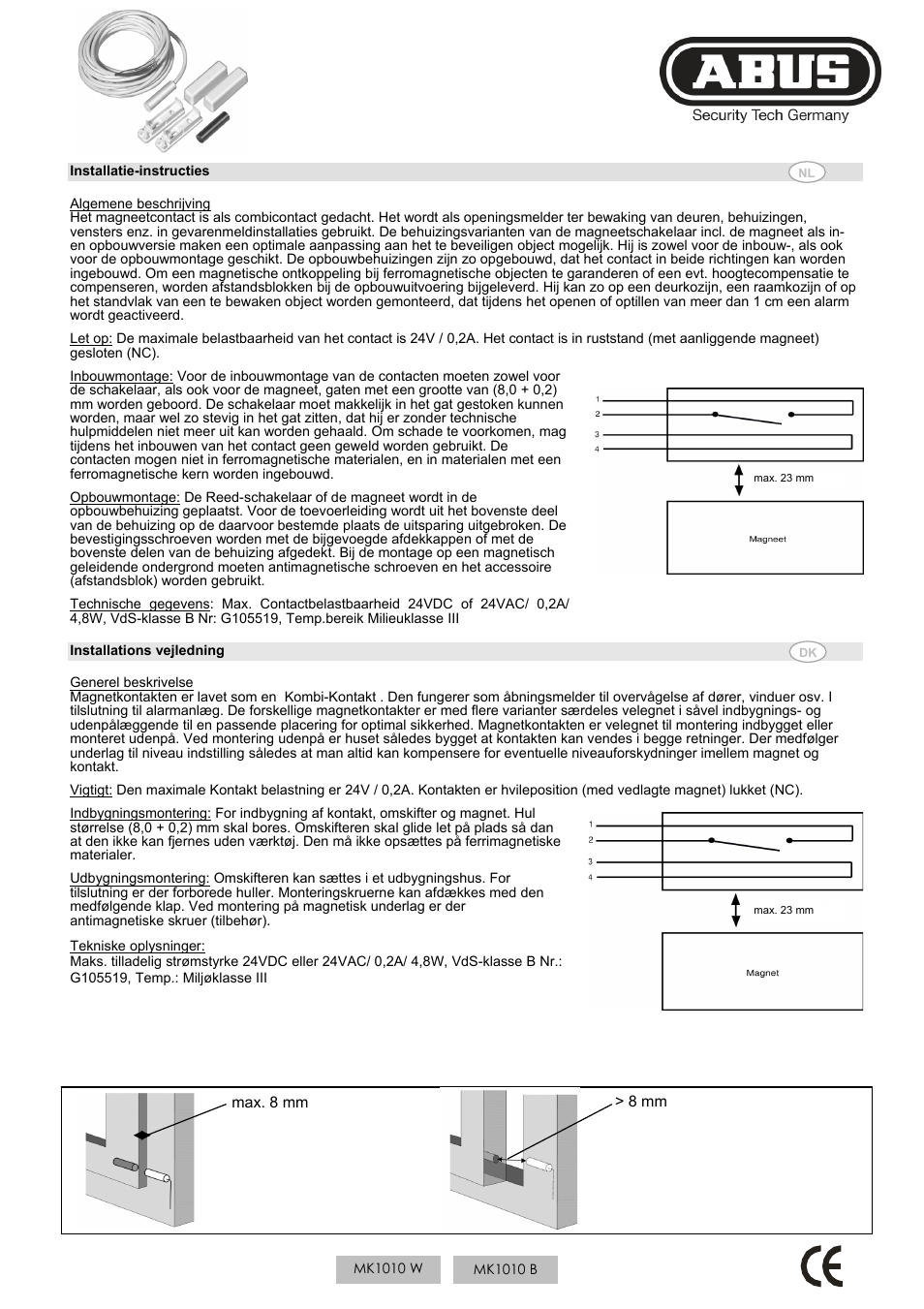 ABUS MK1010 Opening detector, 4 m, 4-core User Manual | Page 3 / 4