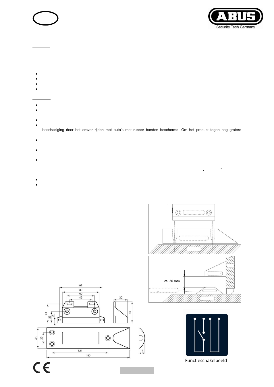 Installatiehandleiding poortmagneetcontact, Functieschakelbeeld | ABUS MK4100 Door opening detector, with external field protection, 2m, 4-core User Manual | Page 3 / 6