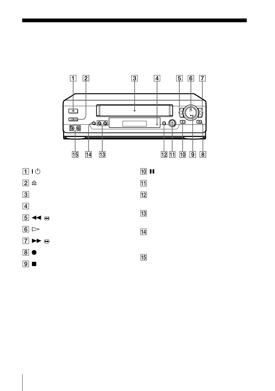 Index to parts and controls, Front panel | Sony SLV-SE100A2 User Manual | Page 84 / 92