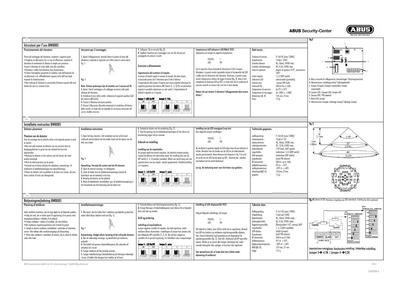 ABUS BW8085 Wired motion detector 360 User Manual | Page 2 / 2