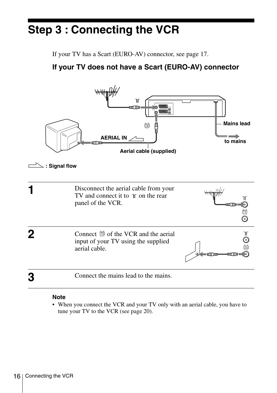 Step 3 : connecting the vcr, 16 st, Ector (16) | Lead (16) (17) | Sony SLV-SE230D User Manual | Page 16 / 80