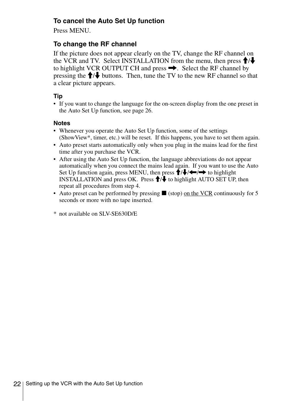 N* (22), On* (22) | Sony SLV-SE230D User Manual | Page 22 / 80