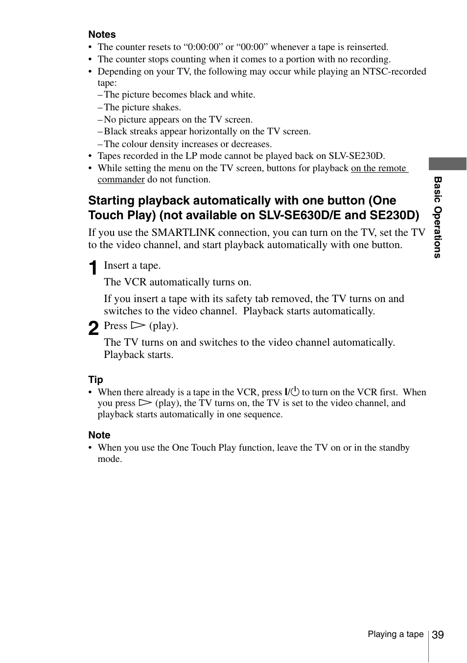 Sony SLV-SE230D User Manual | Page 39 / 80