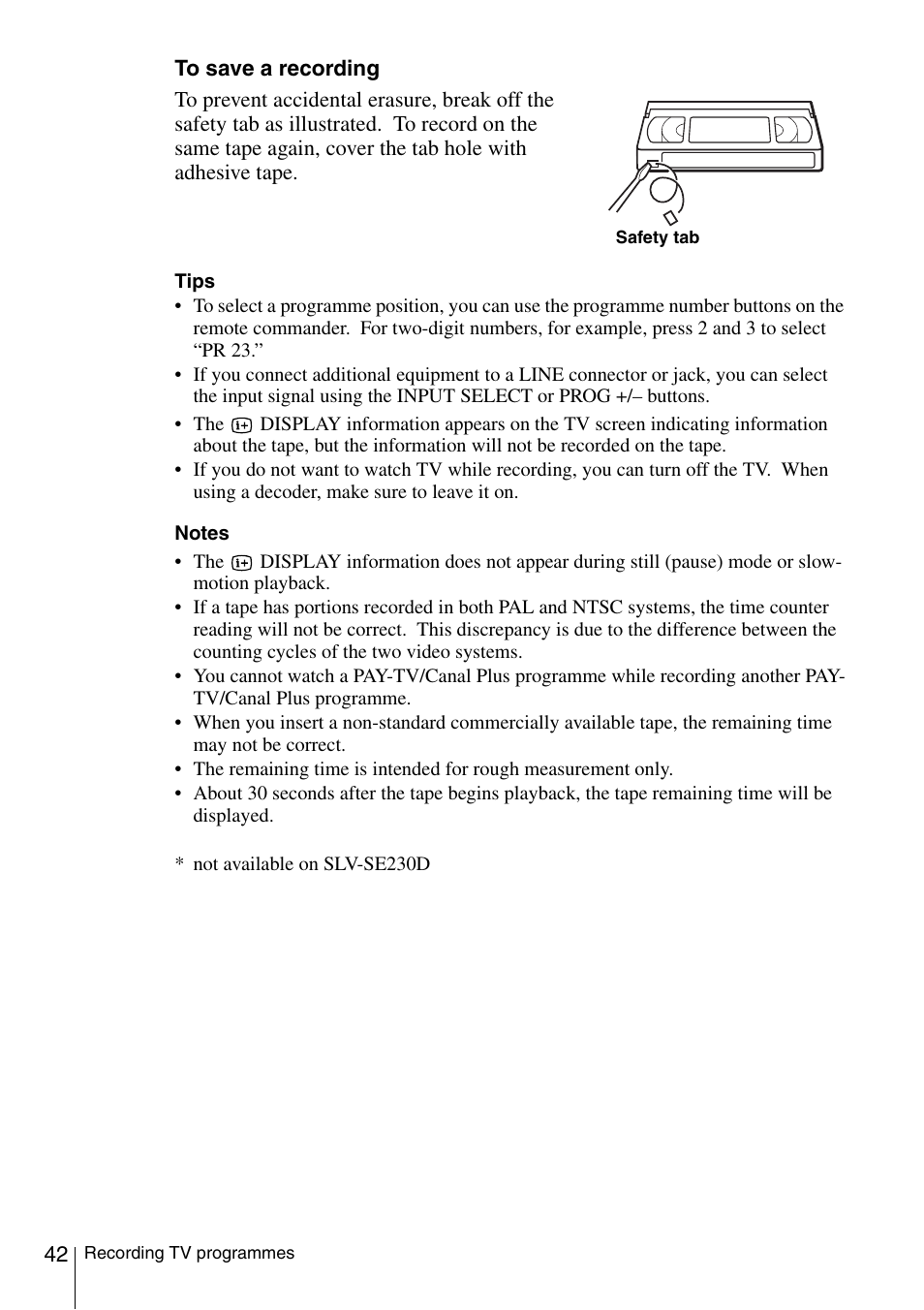 Sony SLV-SE230D User Manual | Page 42 / 80