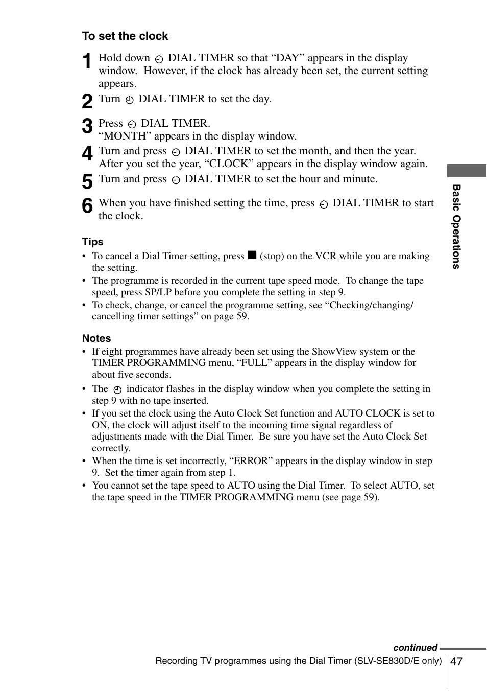 Sony SLV-SE230D User Manual | Page 47 / 80