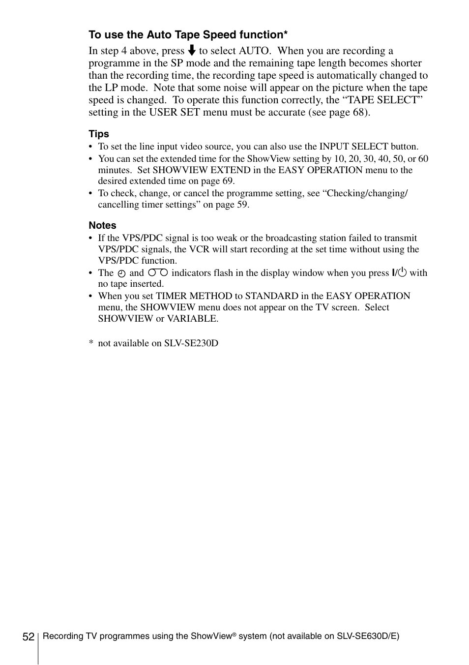 Sony SLV-SE230D User Manual | Page 52 / 80