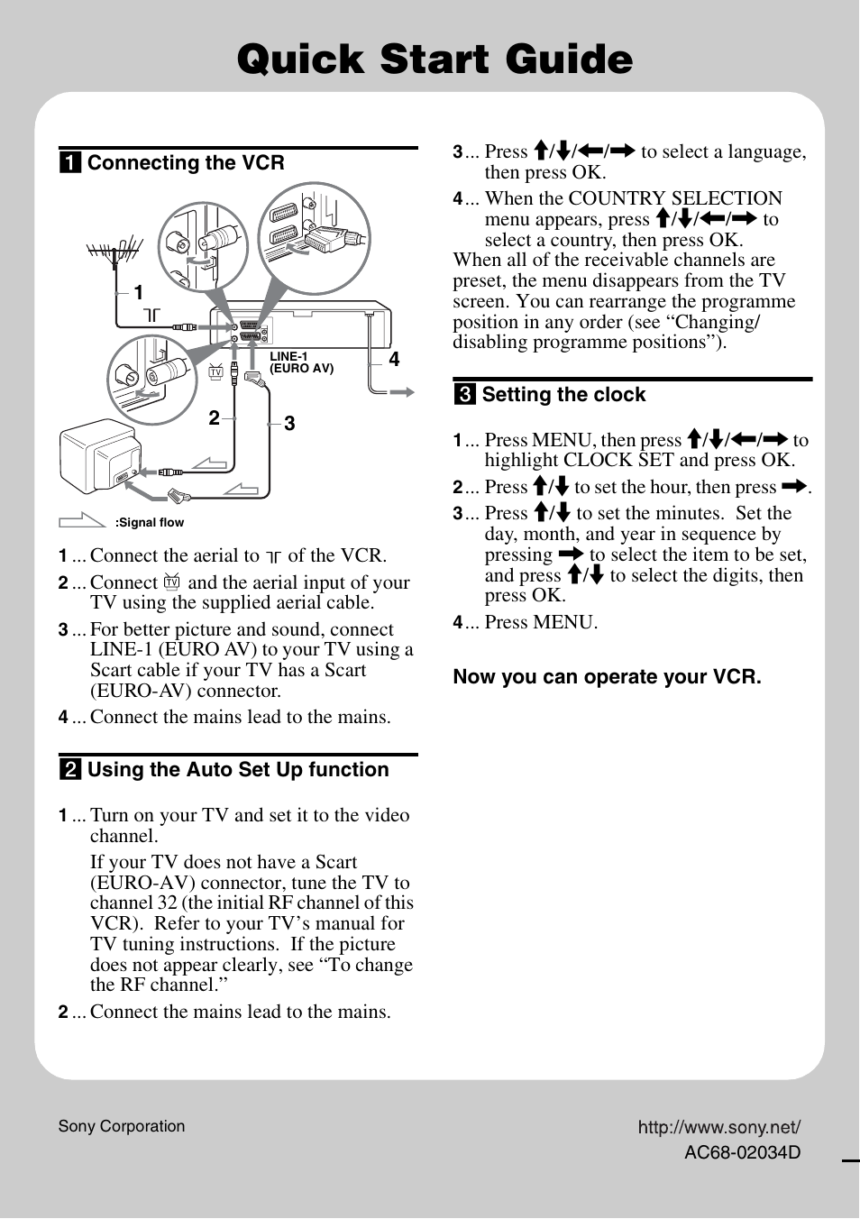 Quick start guide | Sony SLV-SE230D User Manual | Page 80 / 80
