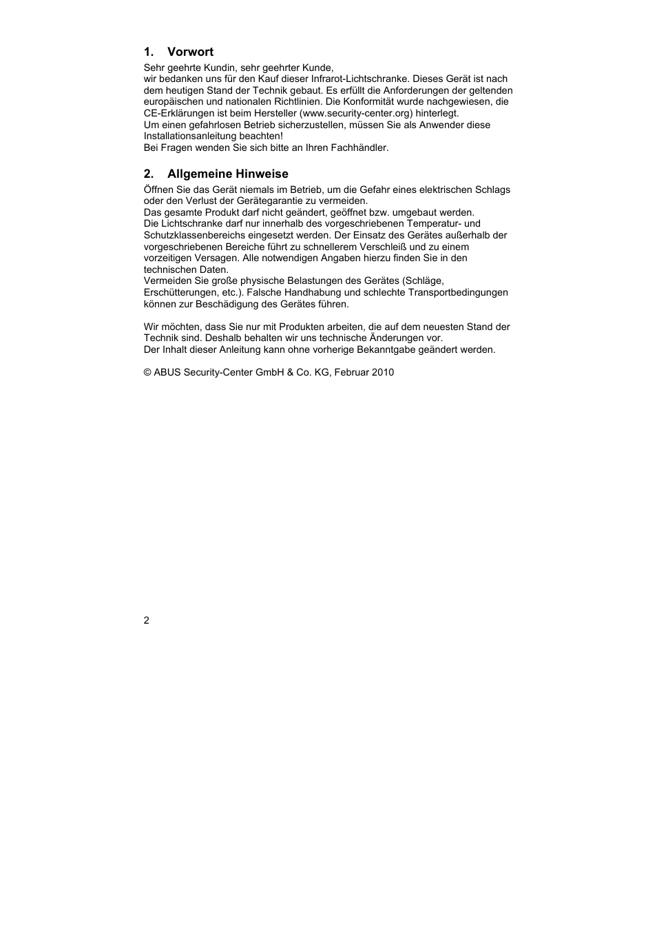 ABUS LS2120 Profiline infrared Light beam User Manual | Page 2 / 43