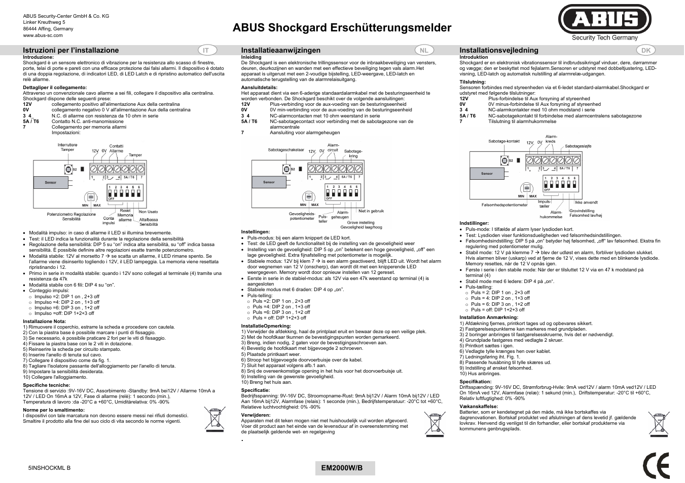 Abus shockgard erschütterungsmelder | ABUS EM2000 Seismic alarm sensor User Manual | Page 2 / 2