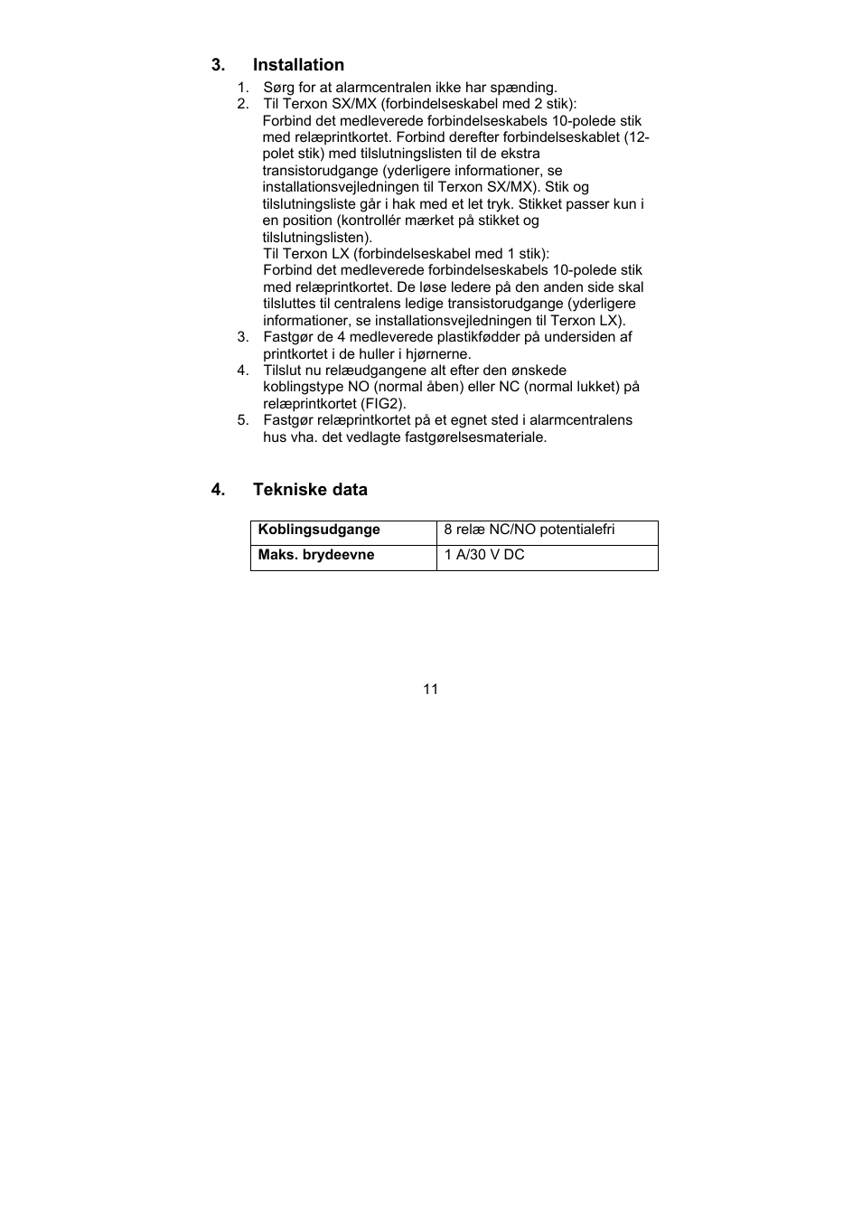 ABUS AZ4140 Relay board for the Terxon SX_MX_LX, 8 outputs User Manual | Page 11 / 14