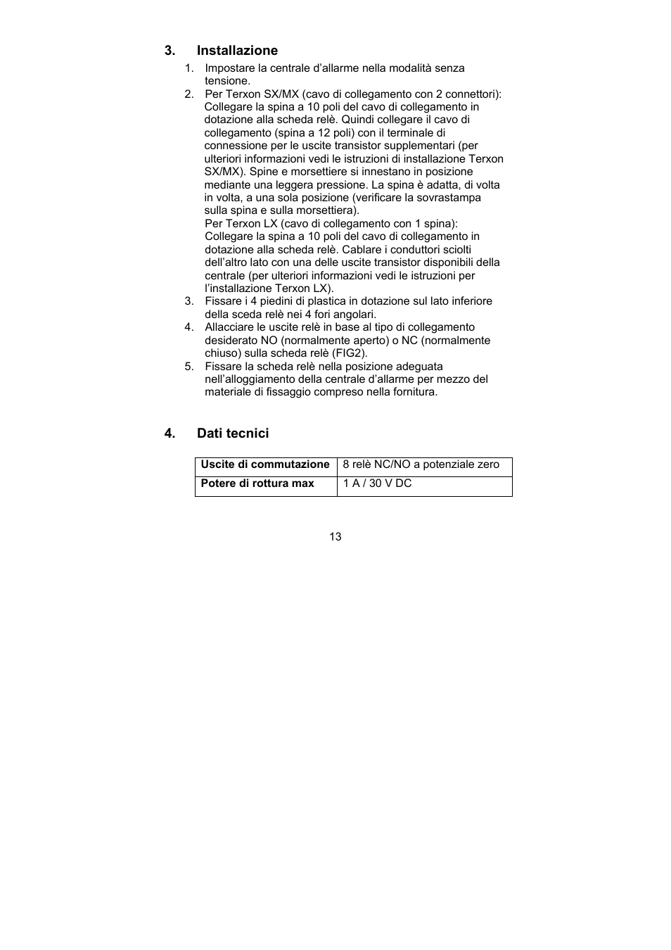 ABUS AZ4140 Relay board for the Terxon SX_MX_LX, 8 outputs User Manual | Page 13 / 14