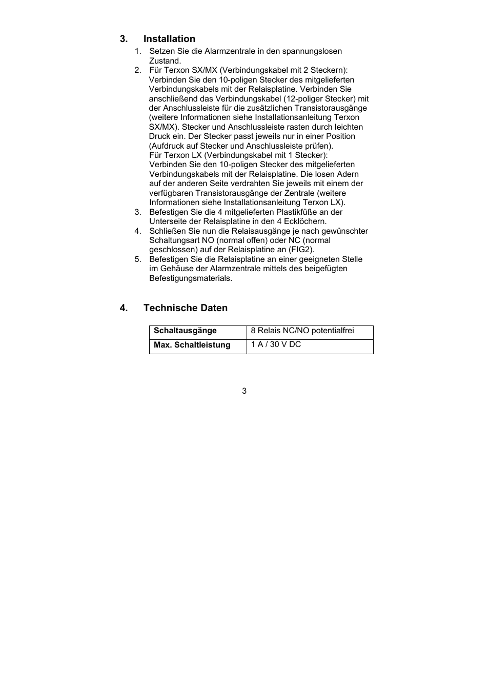 ABUS AZ4140 Relay board for the Terxon SX_MX_LX, 8 outputs User Manual | Page 3 / 14