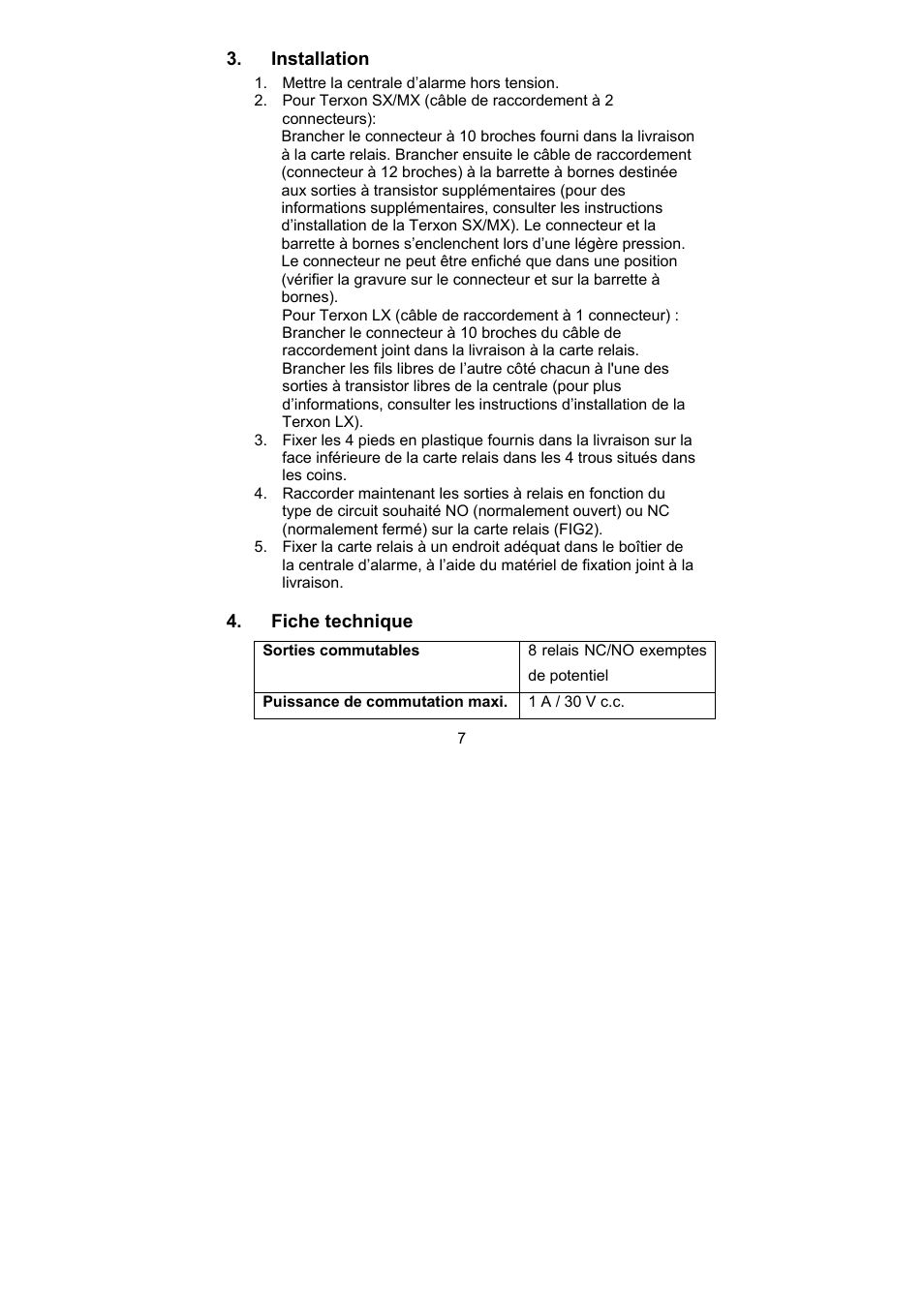 ABUS AZ4140 Relay board for the Terxon SX_MX_LX, 8 outputs User Manual | Page 7 / 14