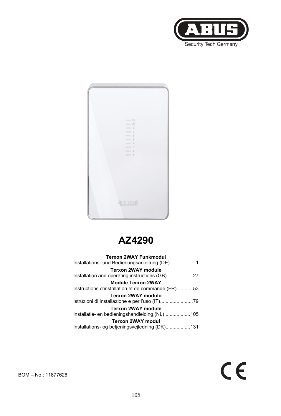 Az4290 | ABUS AZ4290 Terxon 2WAY Module User Manual | Page 105 / 156