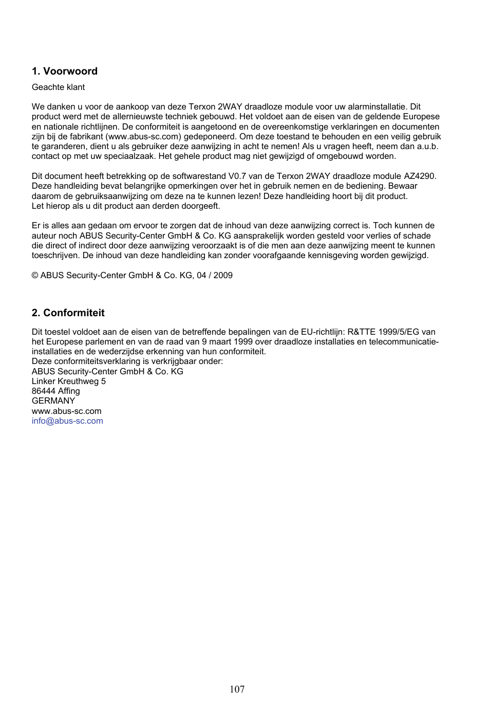 ABUS AZ4290 Terxon 2WAY Module User Manual | Page 107 / 156