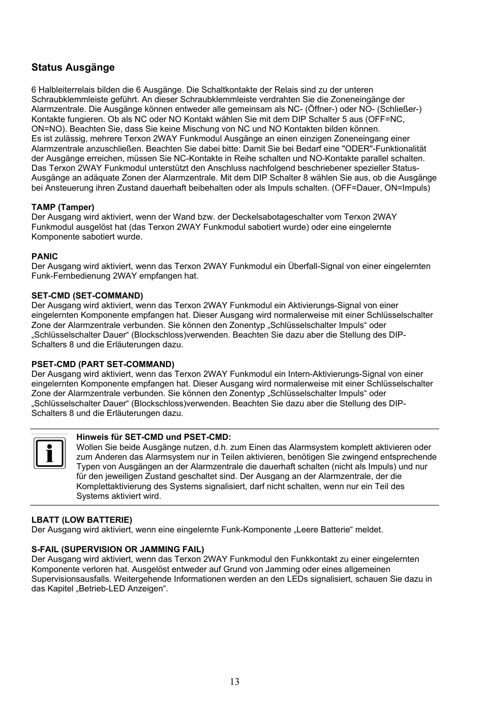 13 status ausgänge | ABUS AZ4290 Terxon 2WAY Module User Manual | Page 13 / 156