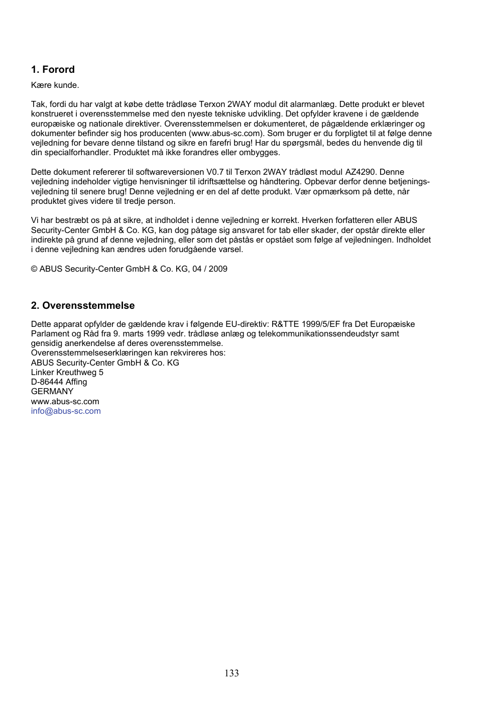 ABUS AZ4290 Terxon 2WAY Module User Manual | Page 133 / 156