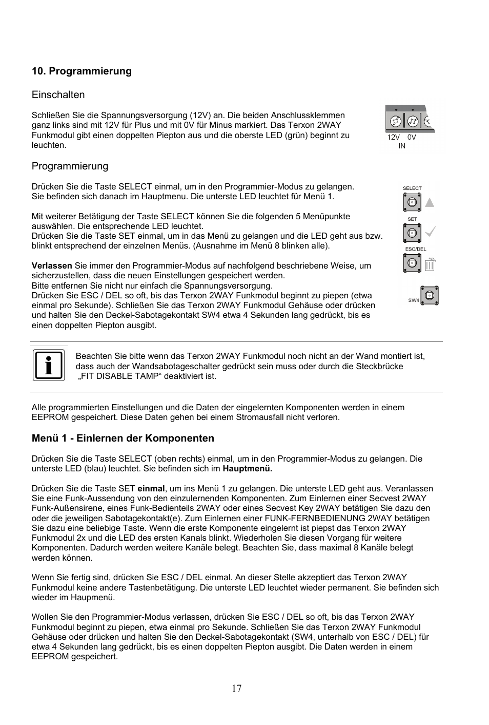 ABUS AZ4290 Terxon 2WAY Module User Manual | Page 17 / 156