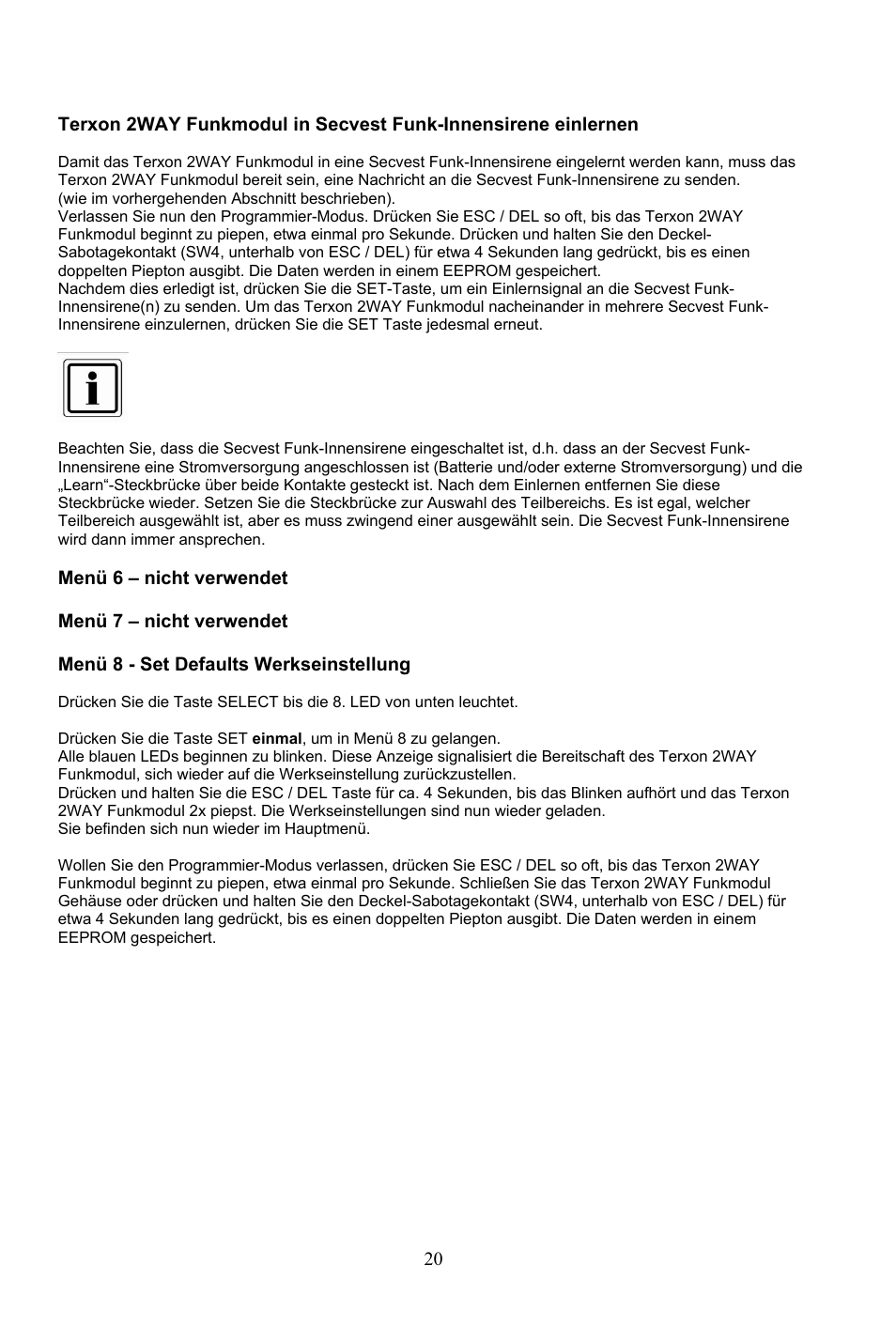ABUS AZ4290 Terxon 2WAY Module User Manual | Page 20 / 156