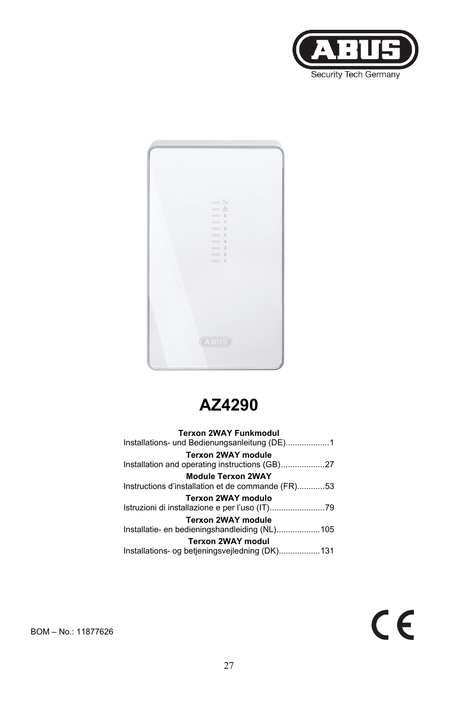 Az4290 | ABUS AZ4290 Terxon 2WAY Module User Manual | Page 27 / 156