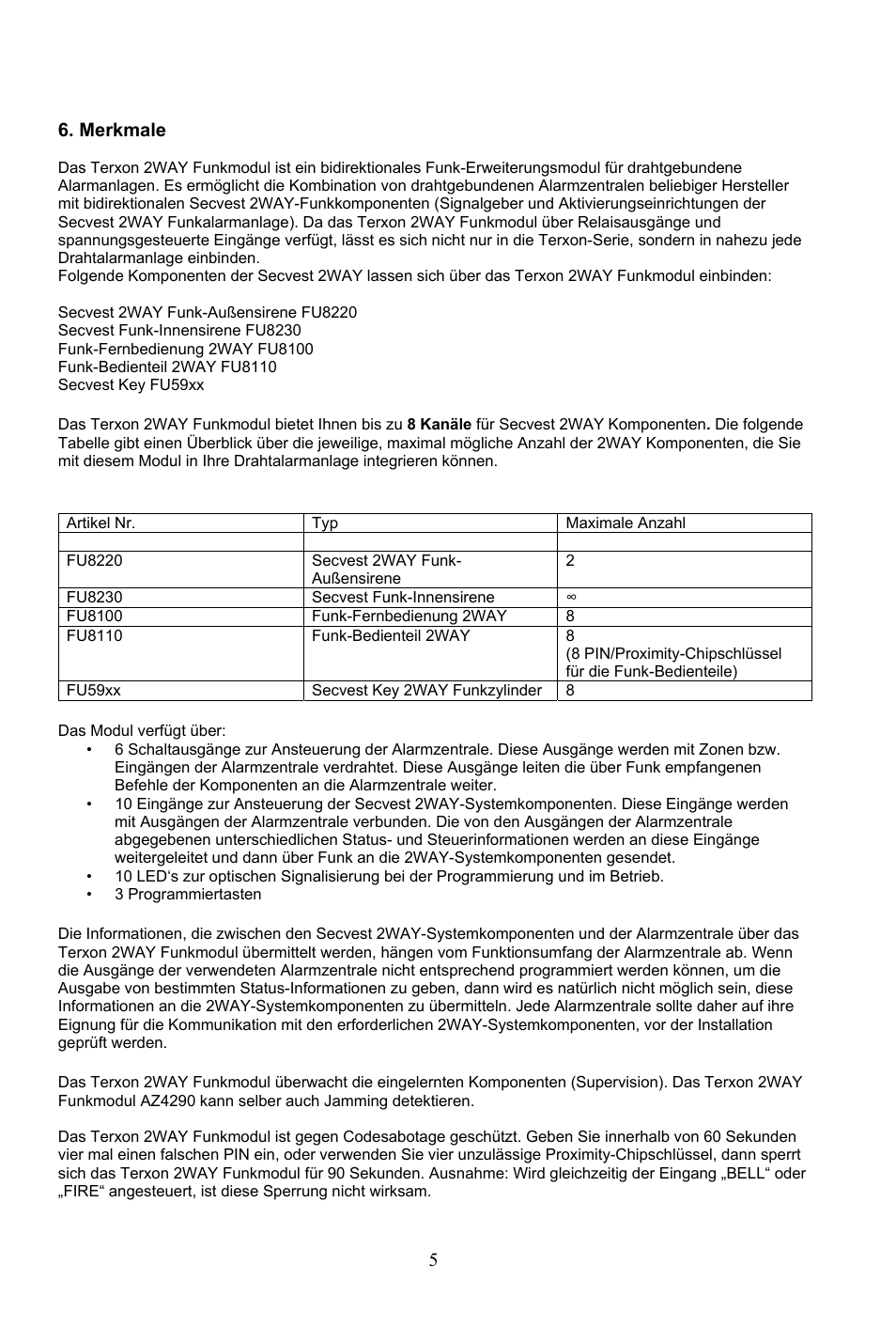 ABUS AZ4290 Terxon 2WAY Module User Manual | Page 5 / 156