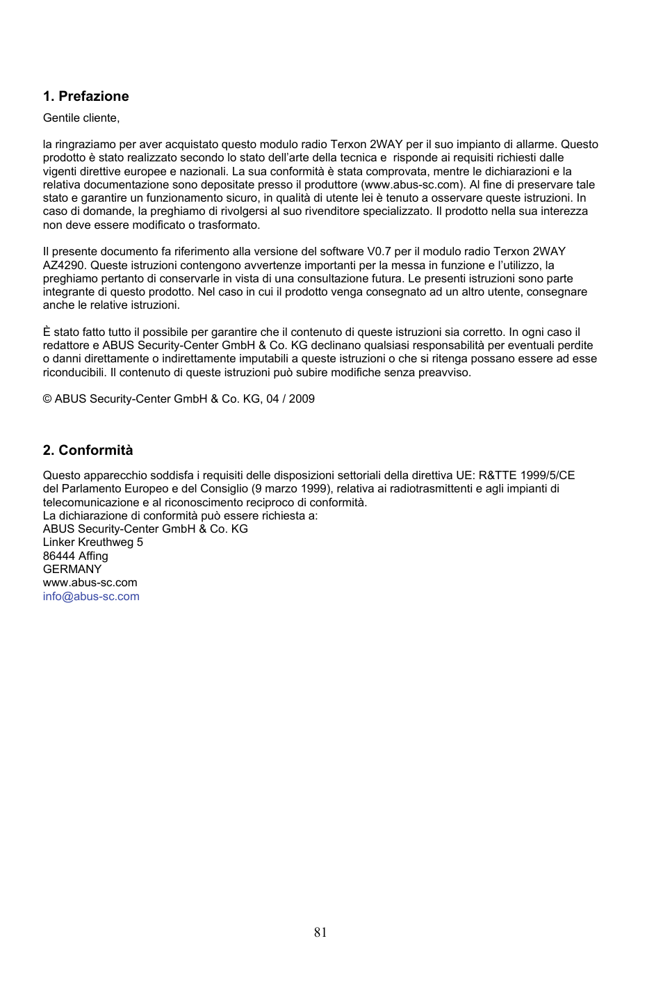 ABUS AZ4290 Terxon 2WAY Module User Manual | Page 81 / 156