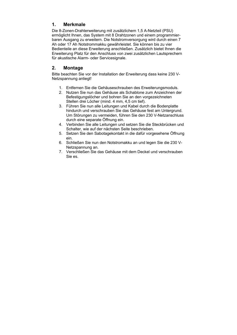 ABUS AZ4250 Terxon LX 8-zone Wired Extension with PSU User Manual | Page 2 / 32