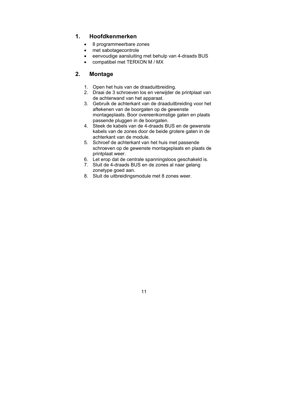 ABUS AZ4130 Terxon MX 8-zone Wired Extension User Manual | Page 11 / 20