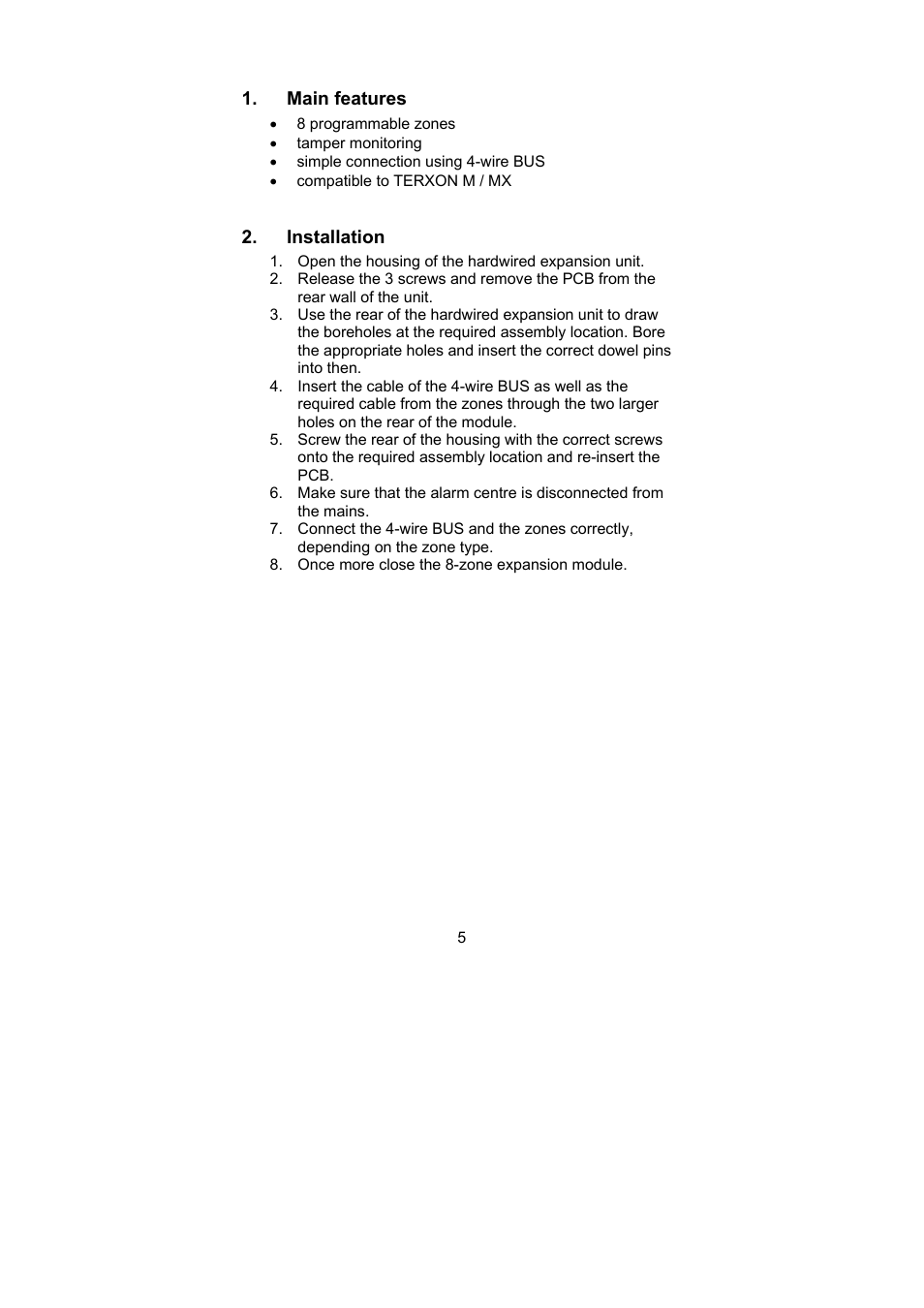 ABUS AZ4130 Terxon MX 8-zone Wired Extension User Manual | Page 5 / 20