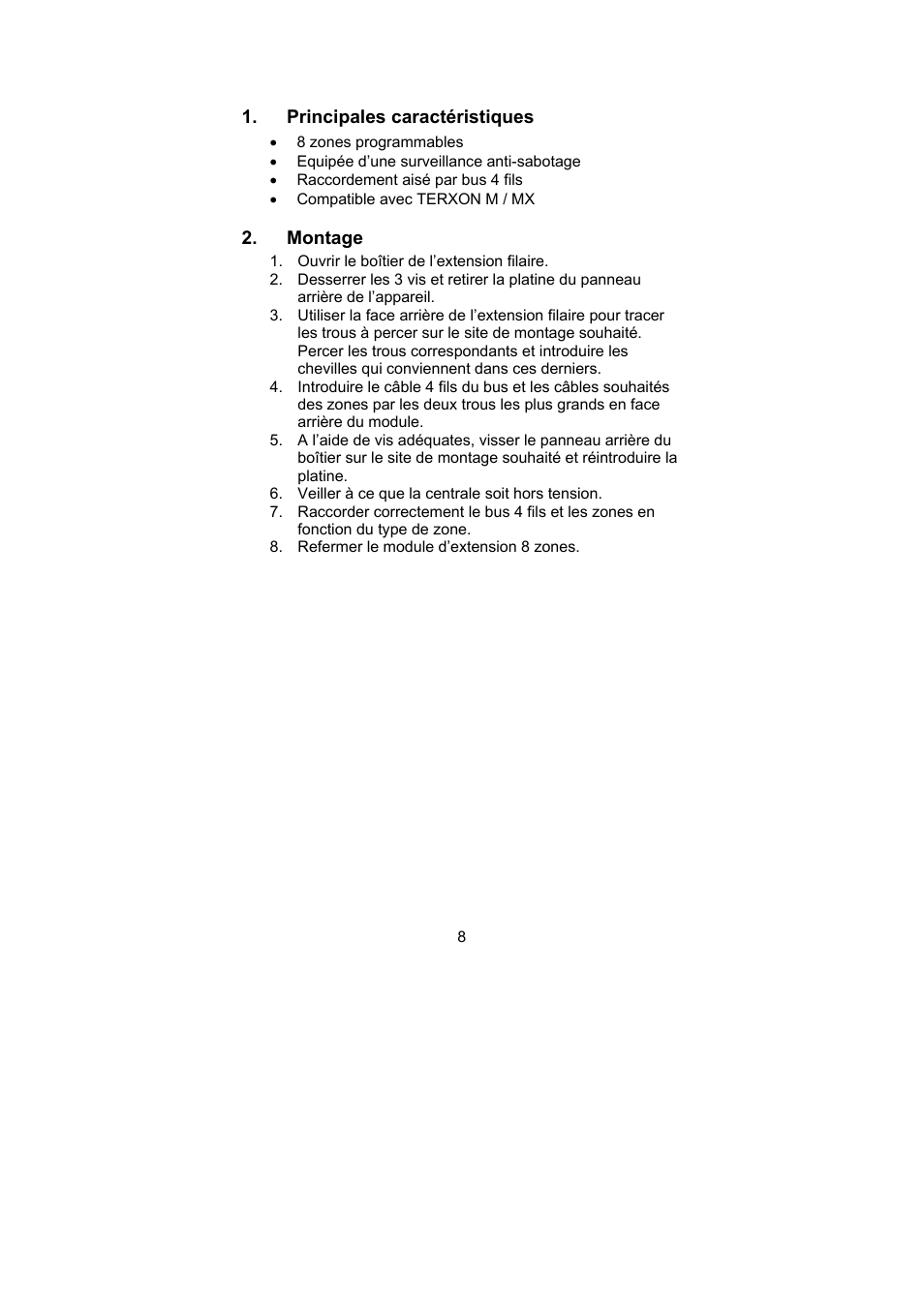 ABUS AZ4130 Terxon MX 8-zone Wired Extension User Manual | Page 8 / 20