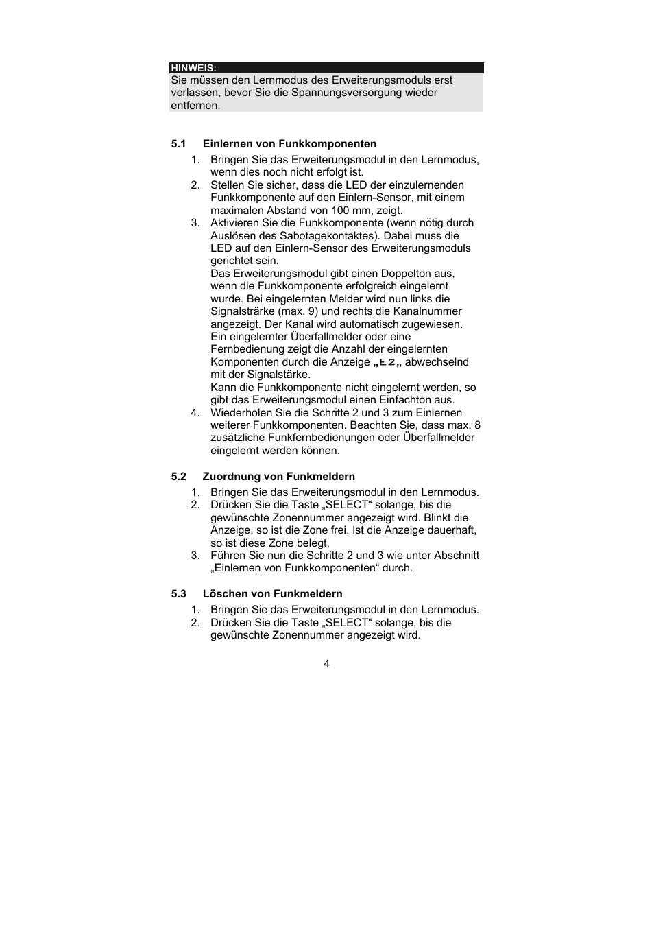 ABUS AZ4120 Terxon MX 8-zone Wireless Extension User Manual | Page 4 / 32