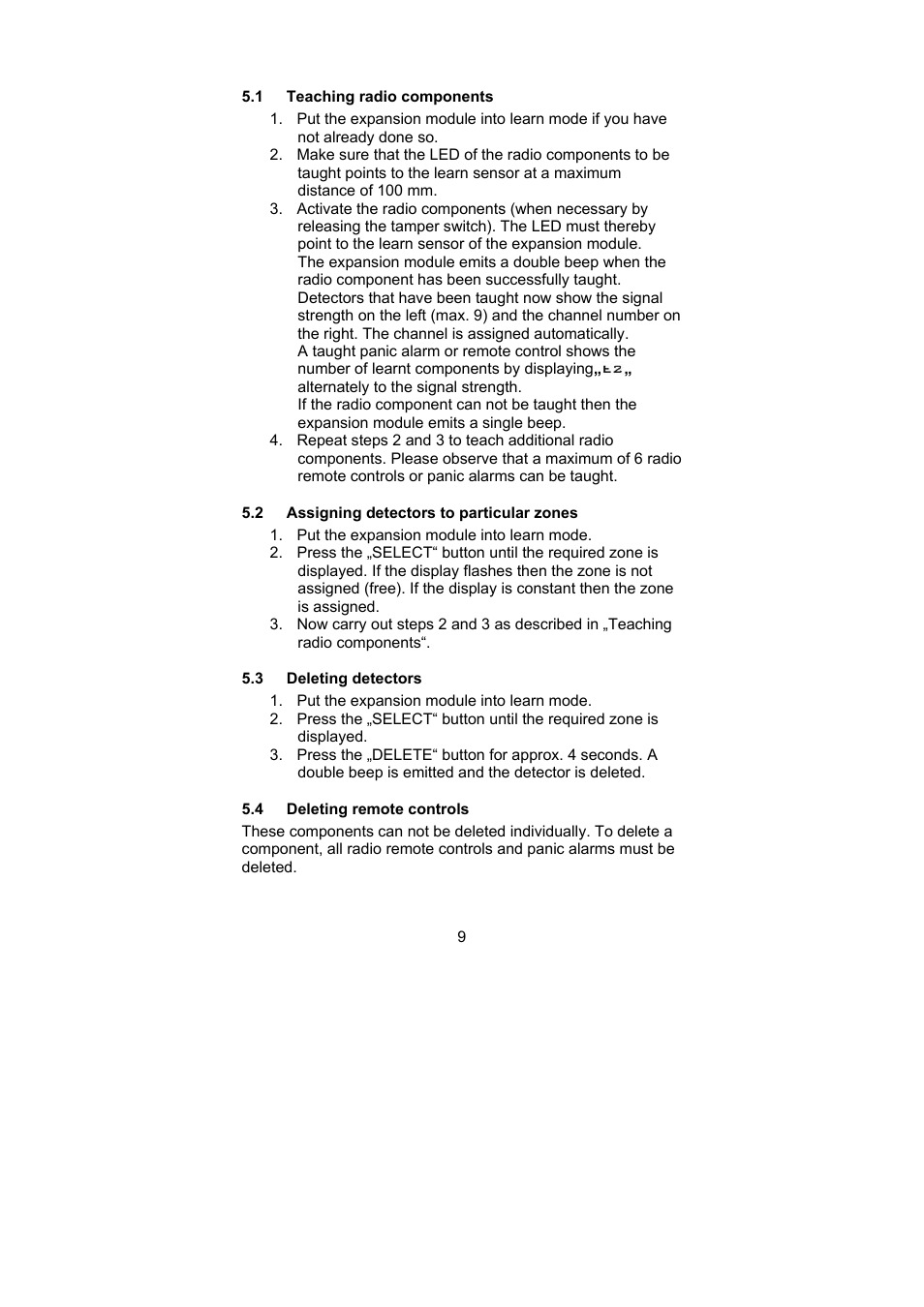 ABUS AZ4120 Terxon MX 8-zone Wireless Extension User Manual | Page 9 / 32