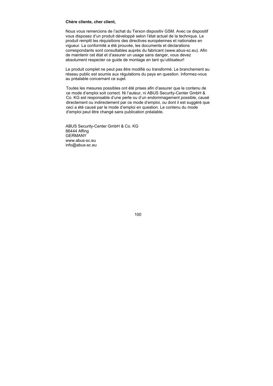ABUS AZ6302 Terxon GSM dialer User Manual | Page 100 / 245