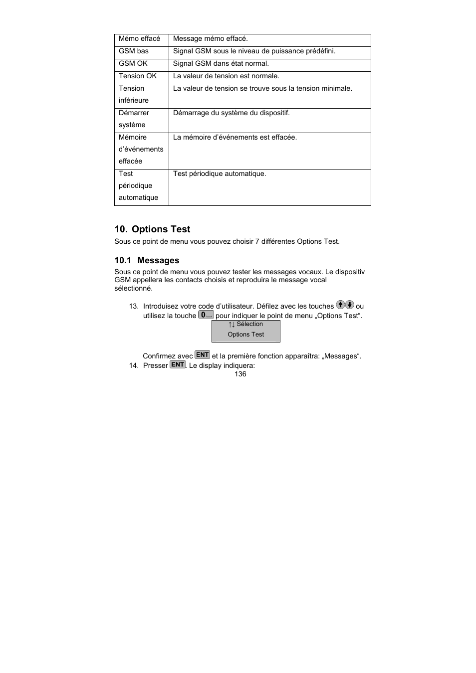 Options test | ABUS AZ6302 Terxon GSM dialer User Manual | Page 136 / 245