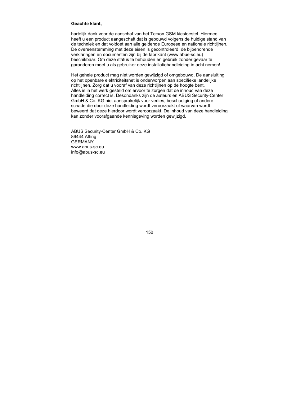 ABUS AZ6302 Terxon GSM dialer User Manual | Page 150 / 245
