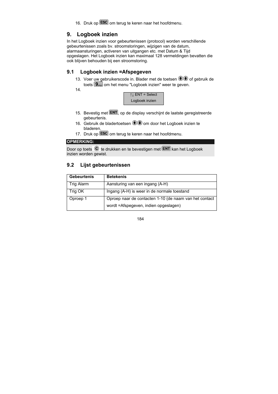 Logboek inzien | ABUS AZ6302 Terxon GSM dialer User Manual | Page 184 / 245