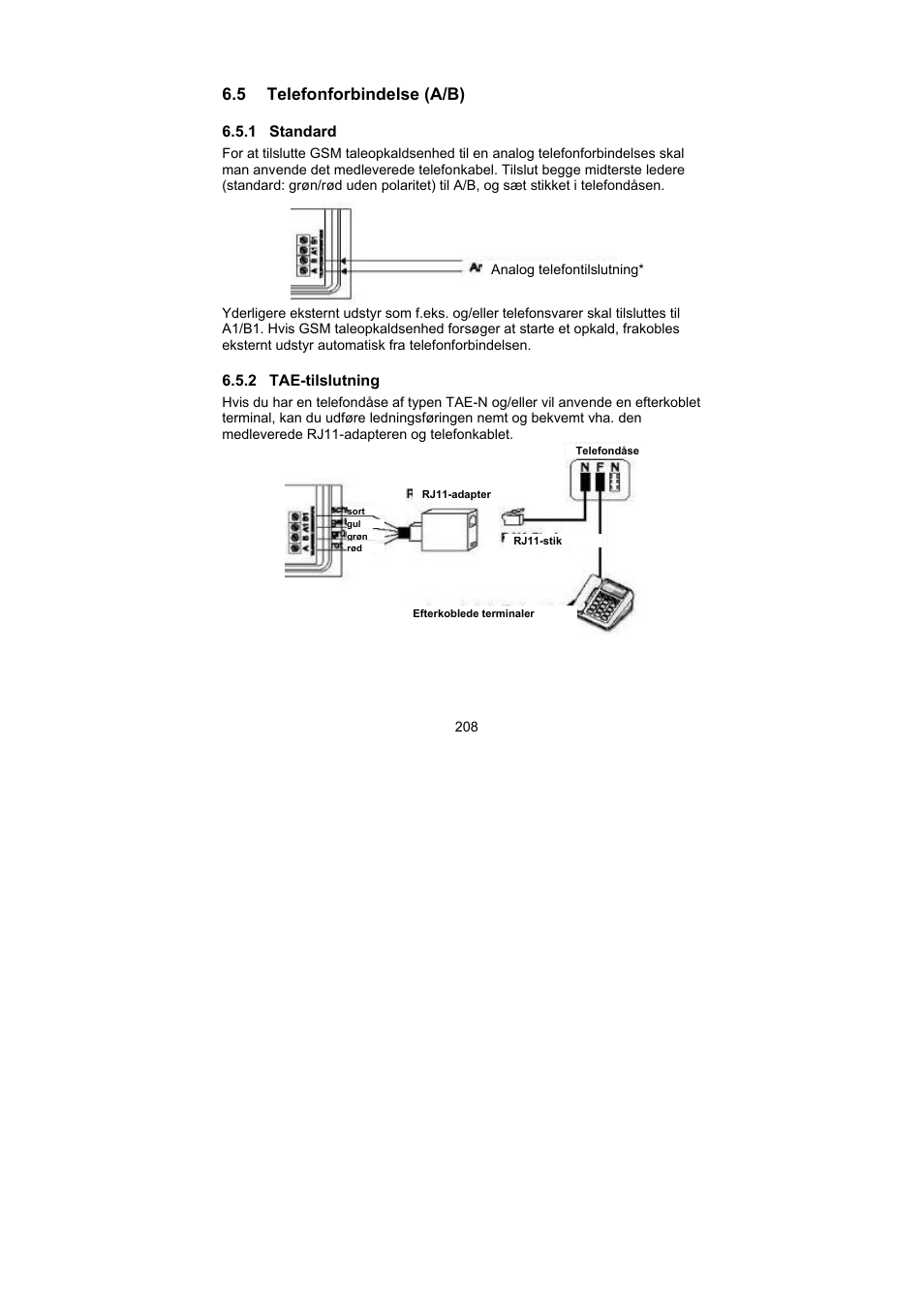 5 telefonforbindelse (a/b) | ABUS AZ6302 Terxon GSM dialer User Manual | Page 208 / 245