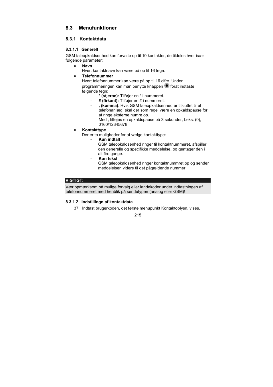 ABUS AZ6302 Terxon GSM dialer User Manual | Page 215 / 245