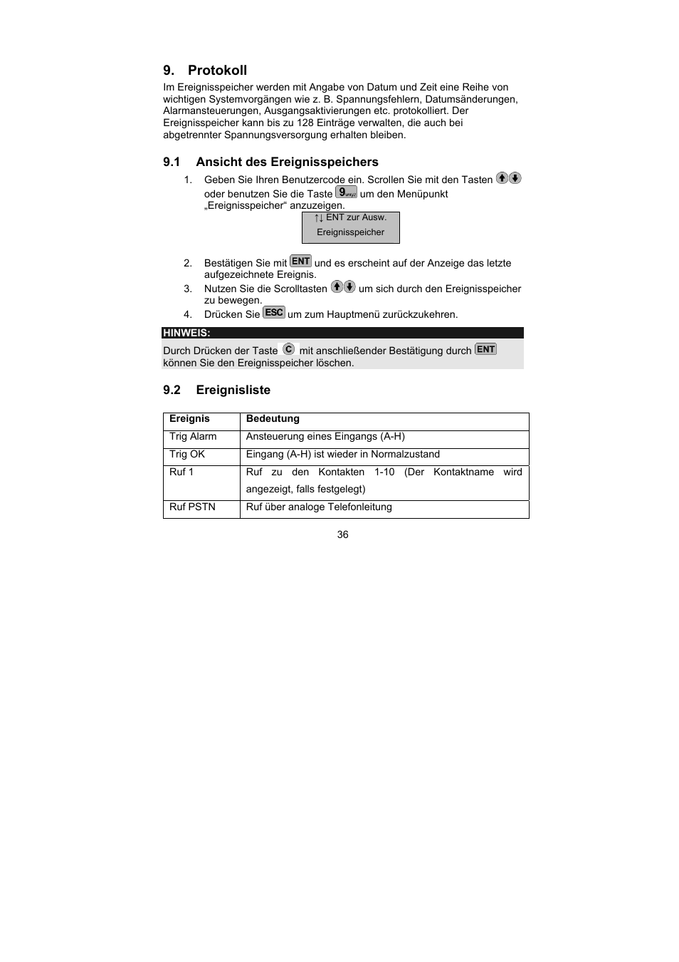 Protokoll | ABUS AZ6302 Terxon GSM dialer User Manual | Page 36 / 245