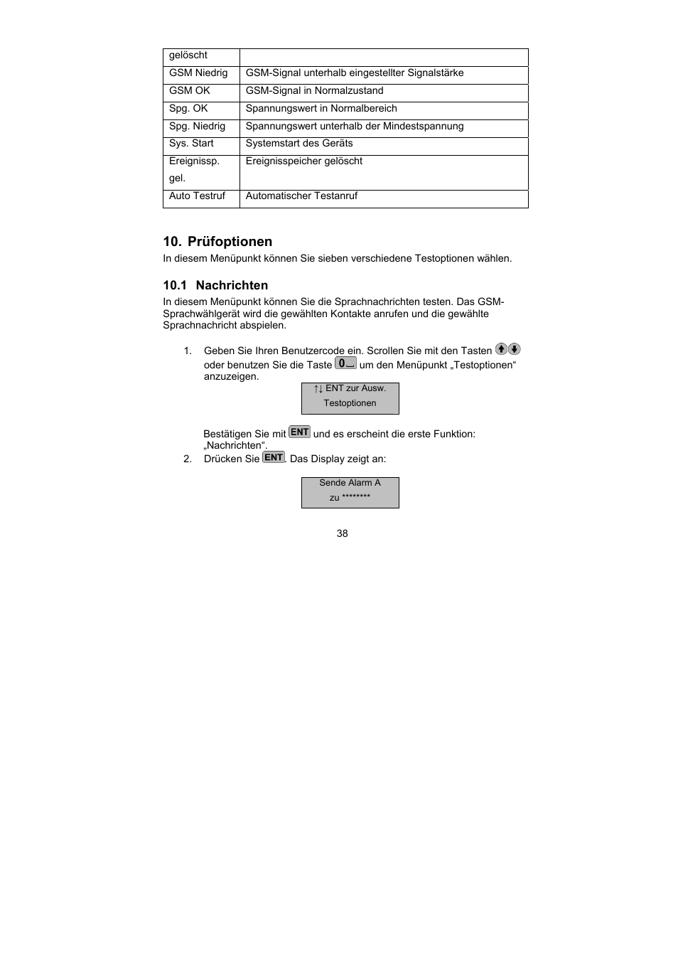 Prüfoptionen | ABUS AZ6302 Terxon GSM dialer User Manual | Page 38 / 245
