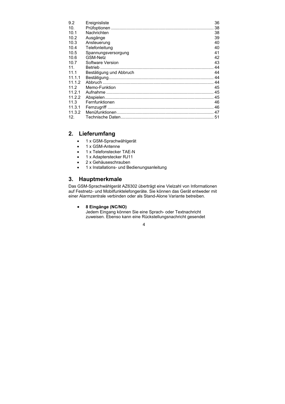 ABUS AZ6302 Terxon GSM dialer User Manual | Page 4 / 245