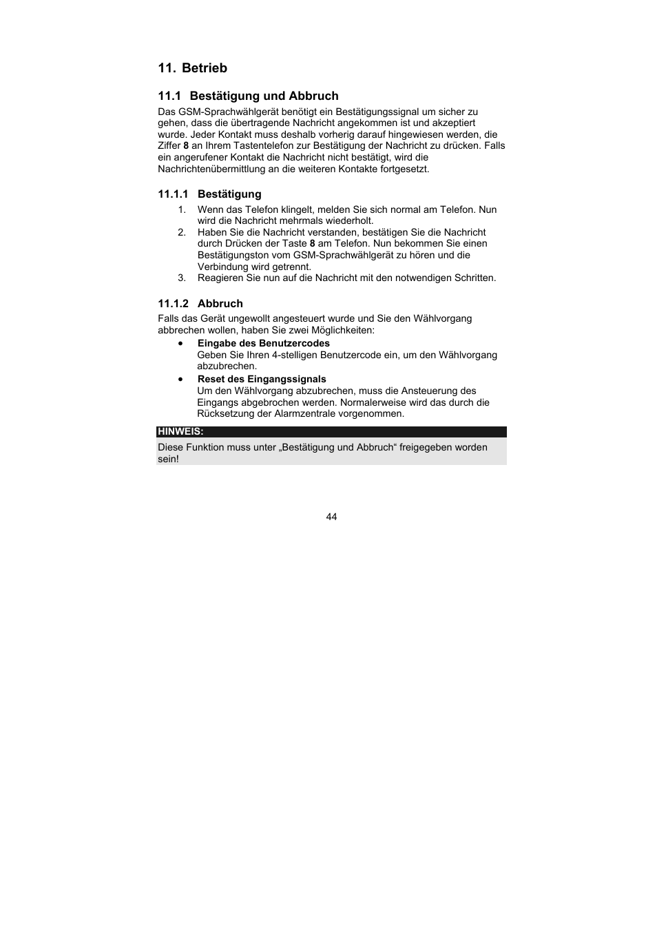 Betrieb | ABUS AZ6302 Terxon GSM dialer User Manual | Page 44 / 245