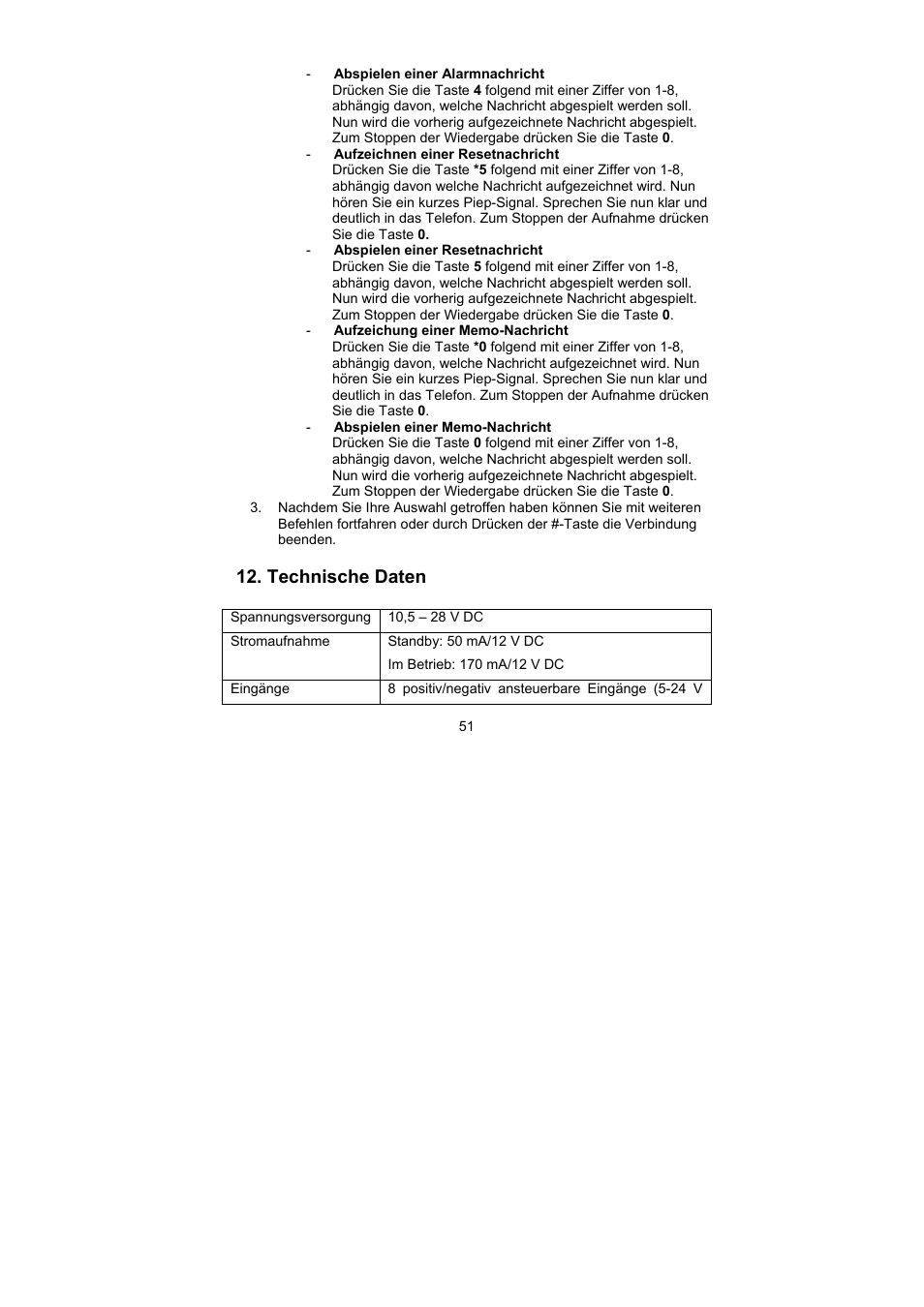 Technische daten | ABUS AZ6302 Terxon GSM dialer User Manual | Page 51 / 245