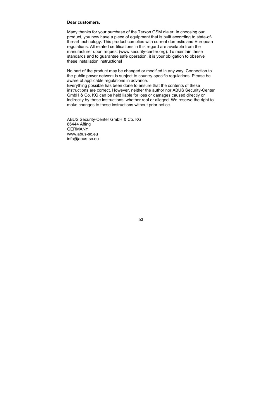 ABUS AZ6302 Terxon GSM dialer User Manual | Page 53 / 245